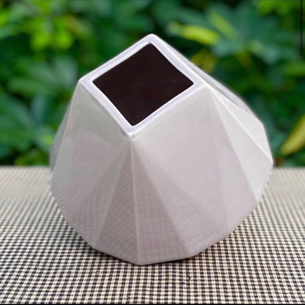 West Elm Taupe Faceted Vase